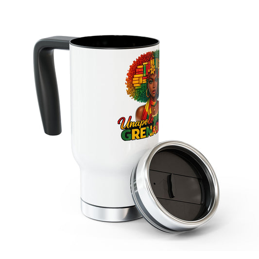 Grenadian Travel Mug – "Unapologetically Grenadian" Stainless Steel 14oz with Handle