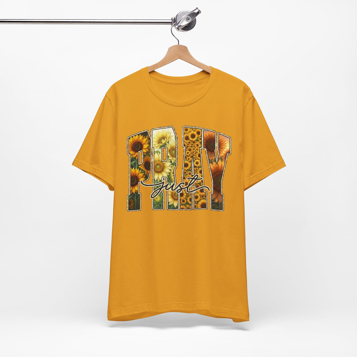 Pray Just Tee — Sunflower Floral Faith T-Shirt