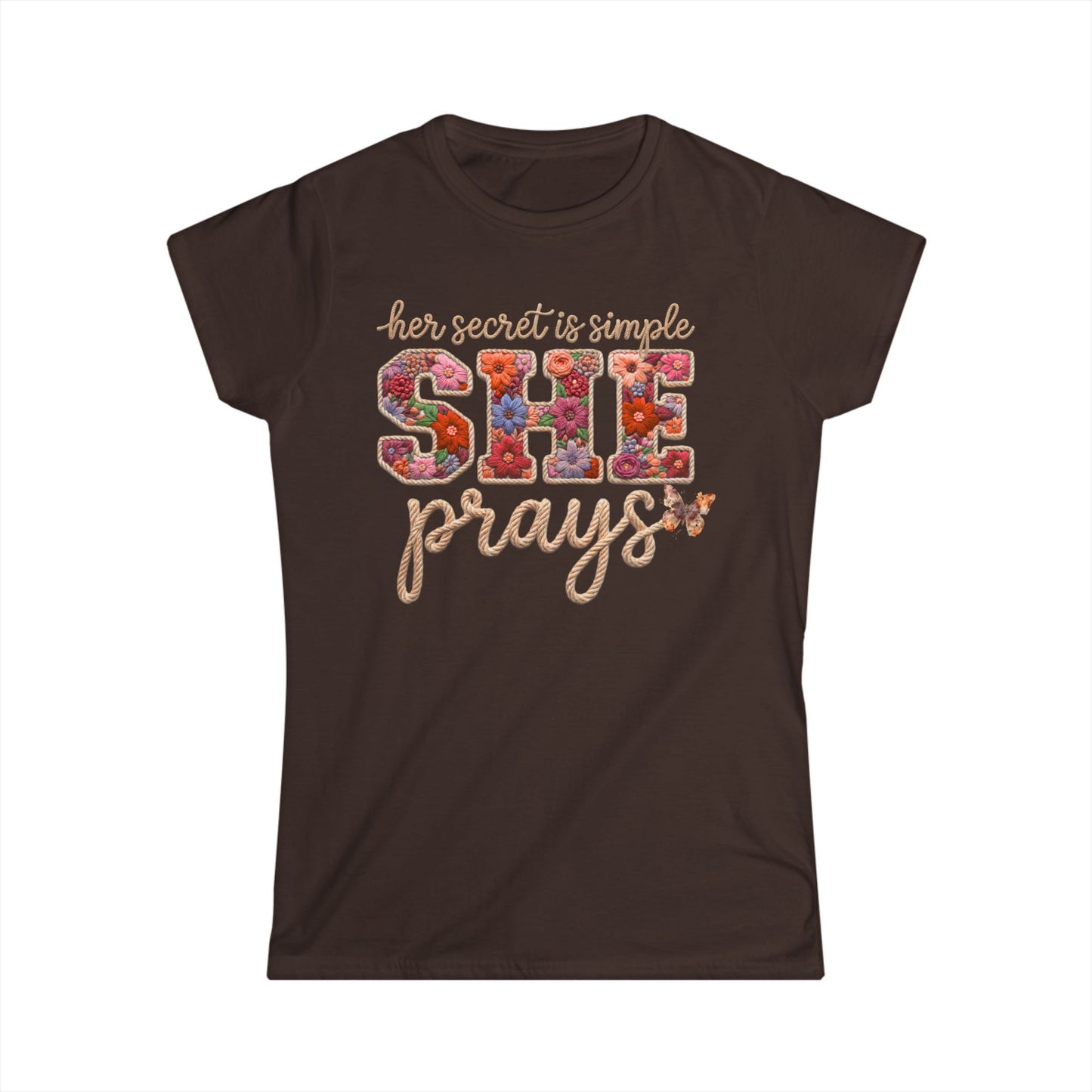 She Prays Floral Tee — Inspirational Christian Women's T‑Shirt