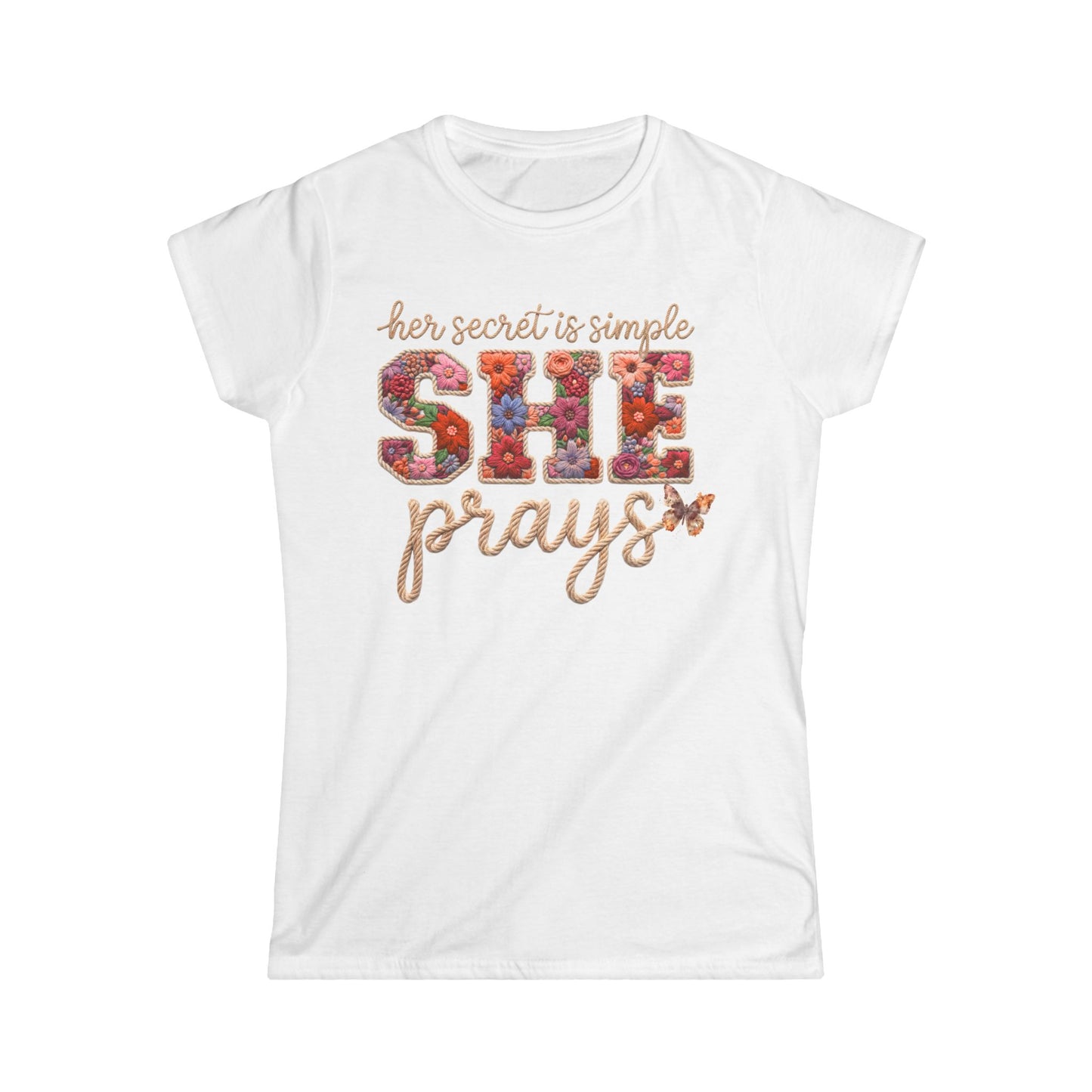 She Prays Floral Tee — Inspirational Christian Women's T‑Shirt