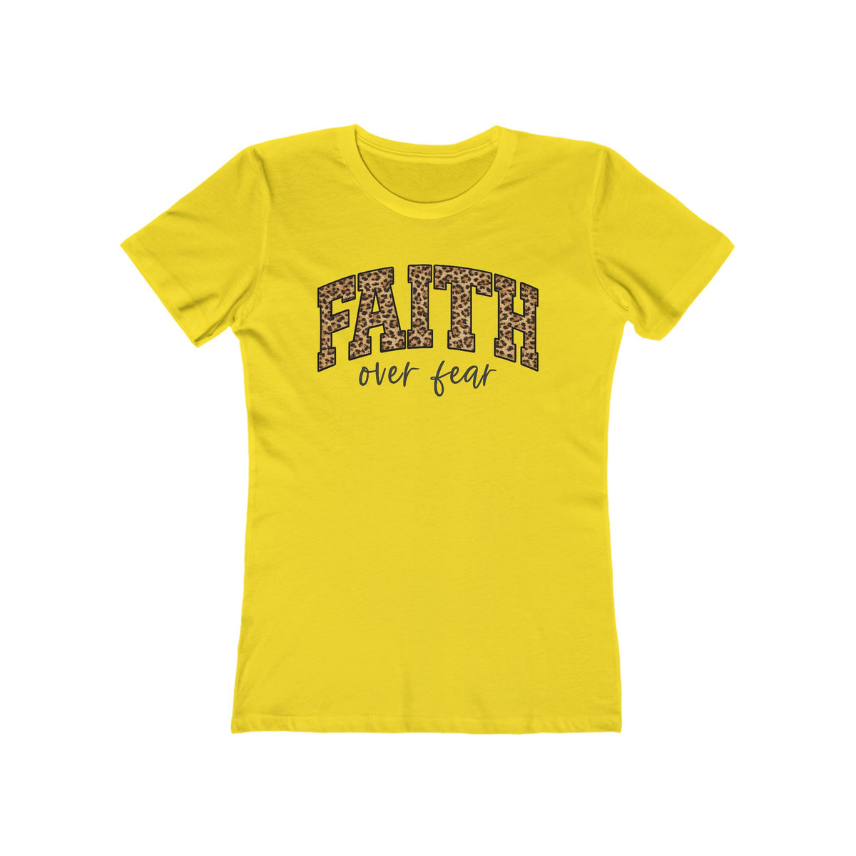 Faith Over Fear Leopard Graphic Tee - Women's Boyfriend Fit