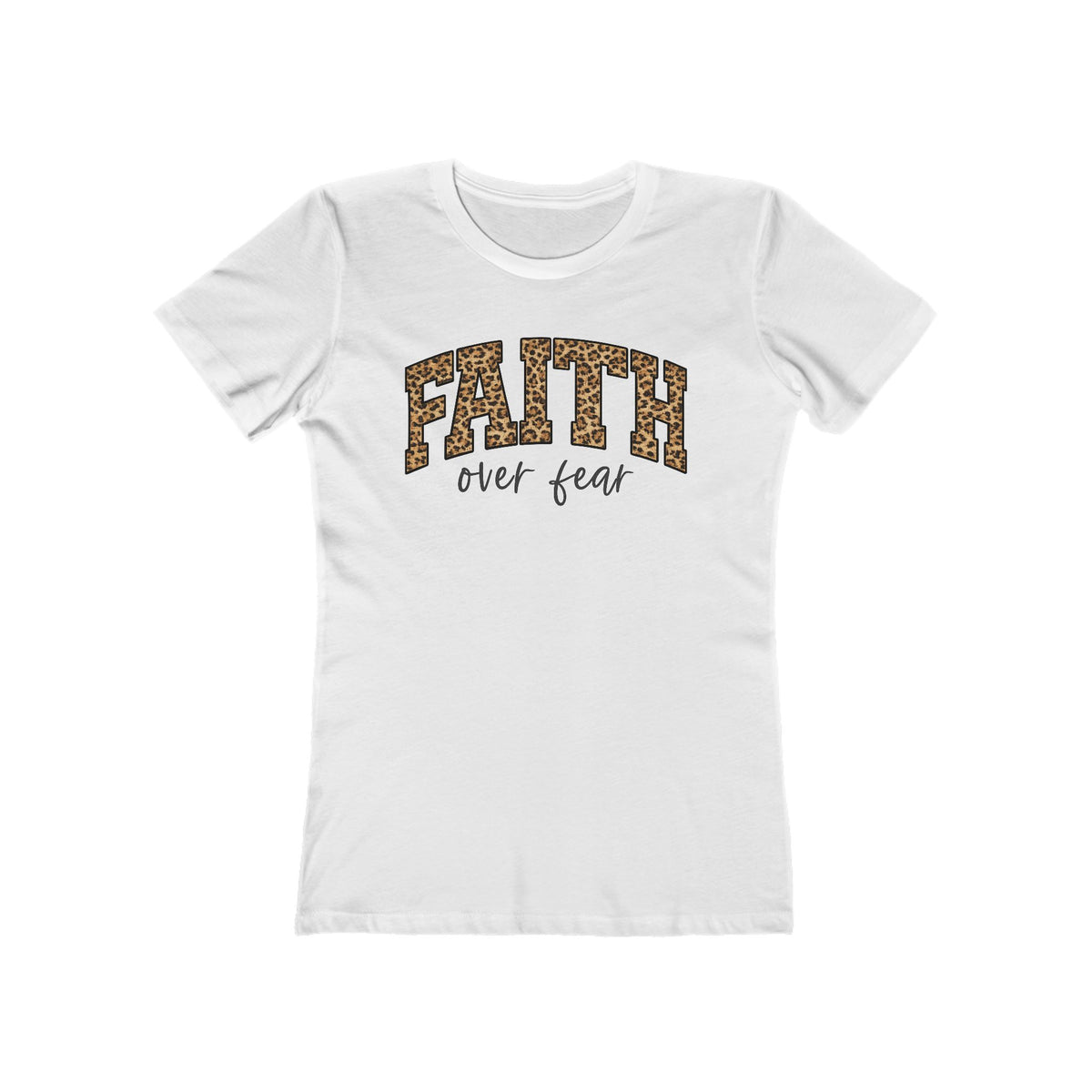 Faith Over Fear Leopard Graphic Tee - Women's Boyfriend Fit