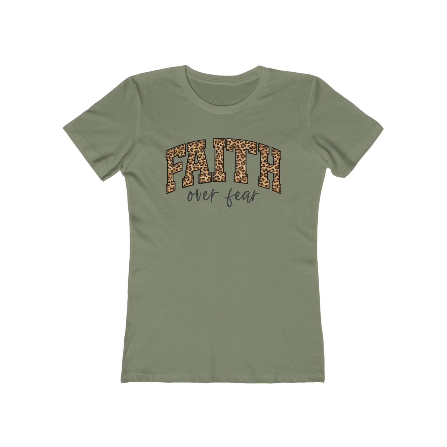 Faith Over Fear Leopard Graphic Tee - Women's Boyfriend Fit