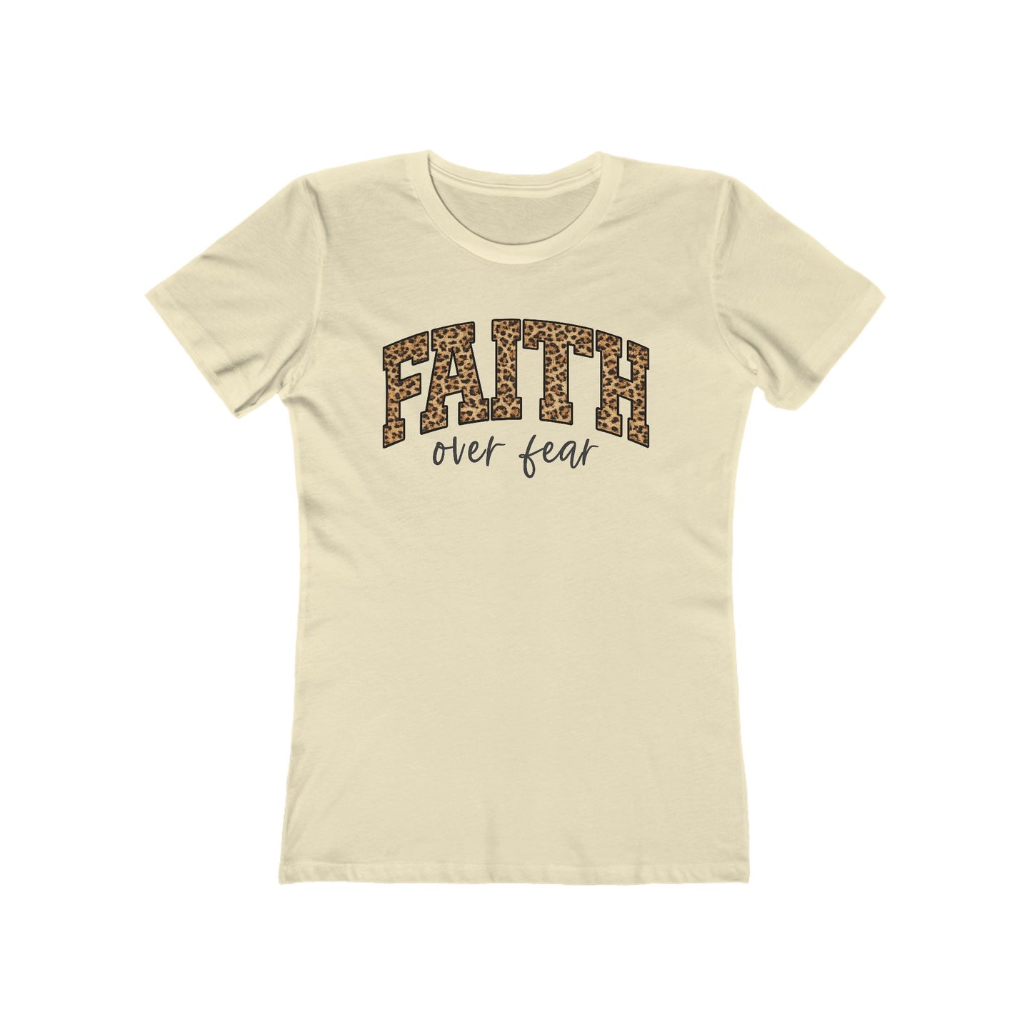 Faith Over Fear Leopard Graphic Tee - Women's Boyfriend Fit