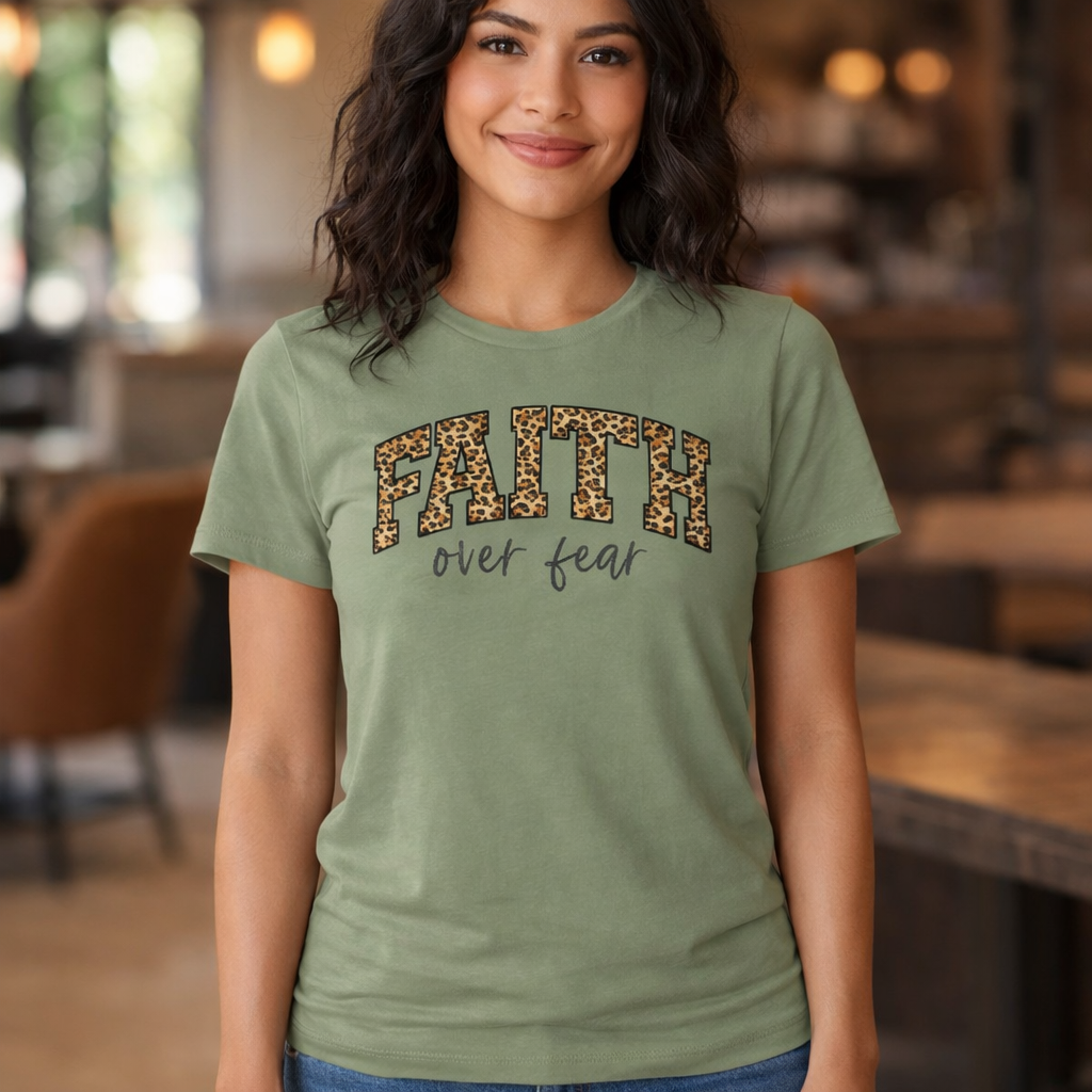 Faith Over Fear Leopard Graphic Tee