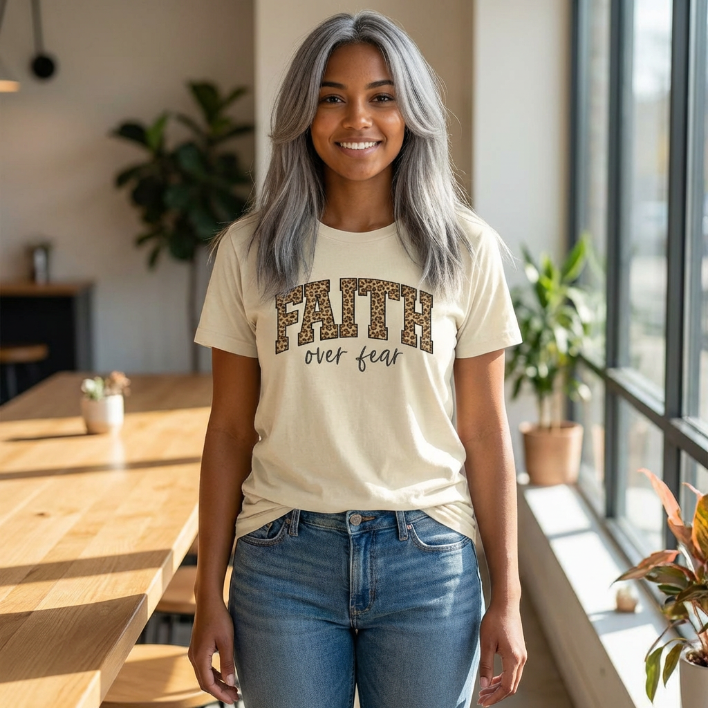 Faith Over Fear Leopard Graphic Tee