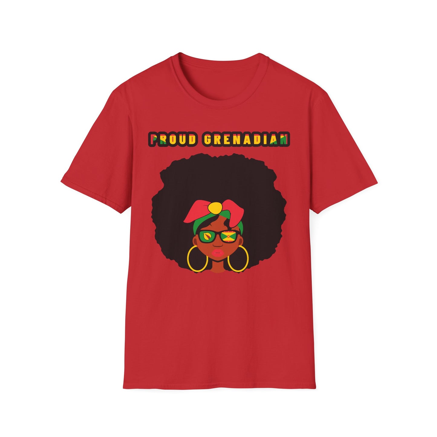 Proud Grenadian T-Shirt — Afro Woman with Headwrap & Bold Text