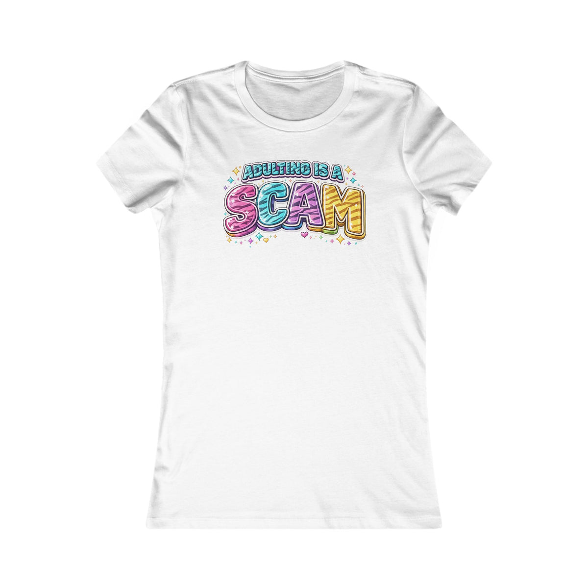 Women's Tee — 'Motherhood Is A Scam' Colorful Graphic Shirt