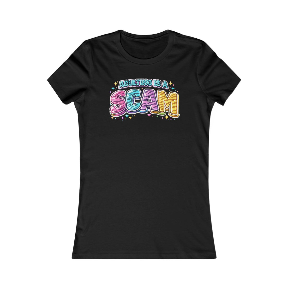 Women's Tee — 'Motherhood Is A Scam' Colorful Graphic Shirt