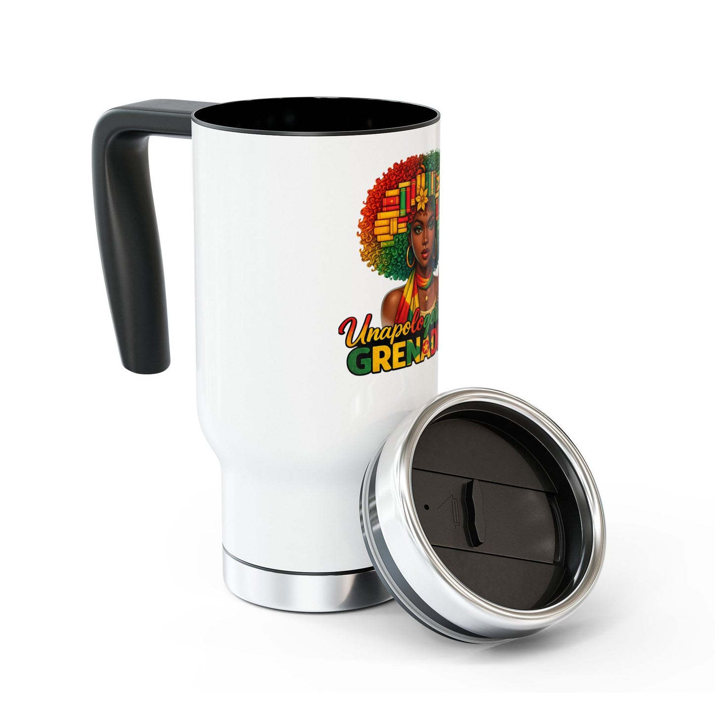 Grenadian Travel Mug – "Unapologetically Grenadian" Stainless Steel 14oz with Handle