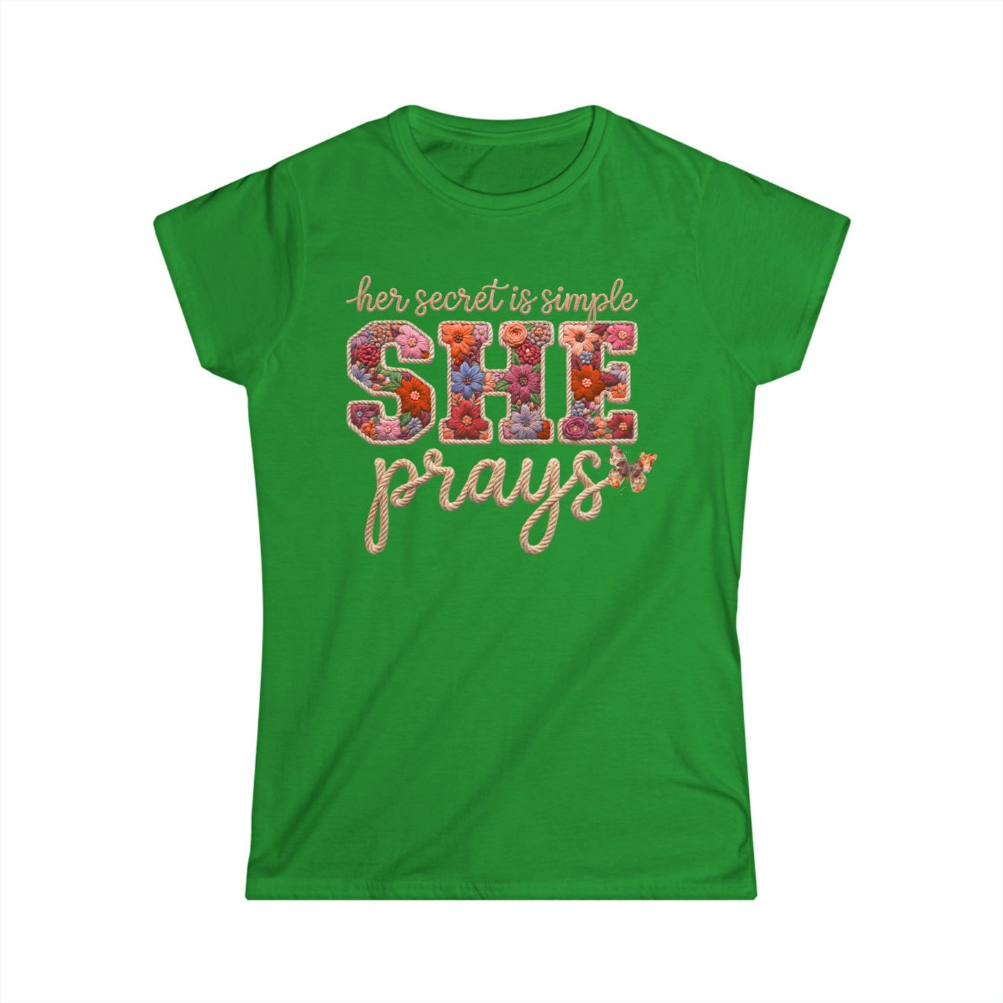 She Prays Floral Tee — Inspirational Christian Women's T‑Shirt