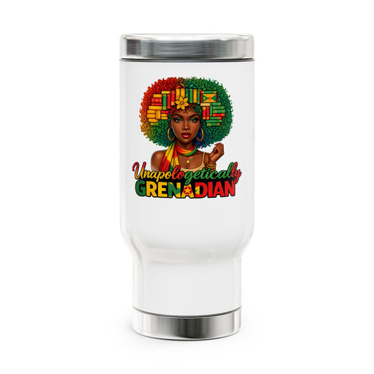 Grenadian Travel Mug – "Unapologetically Grenadian" Stainless Steel 14oz with Handle