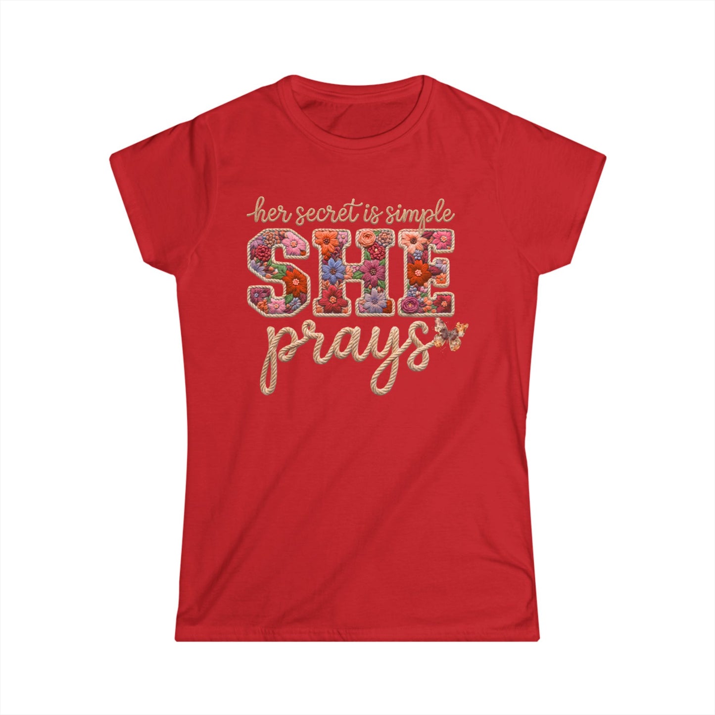 She Prays Floral Tee — Inspirational Christian Women's T‑Shirt
